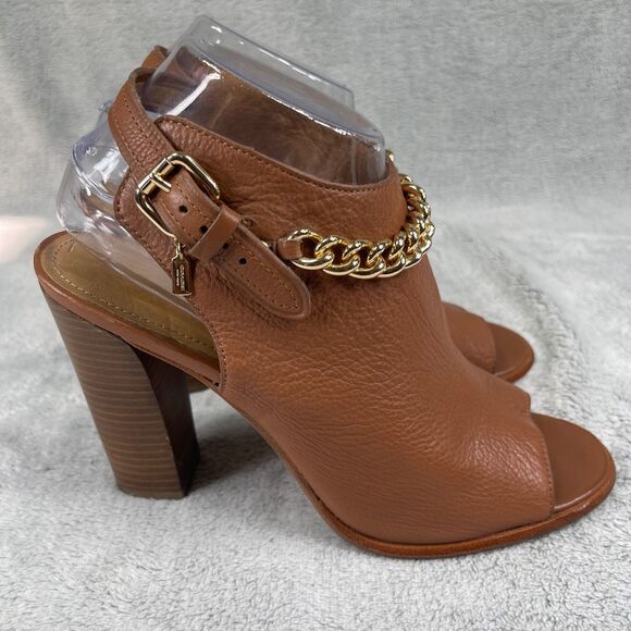 Coach Leanna Soft Milled LHTR Womens Slingback 8.5B Saddle Heeled Sandals A7842 - Picture 3 of 14